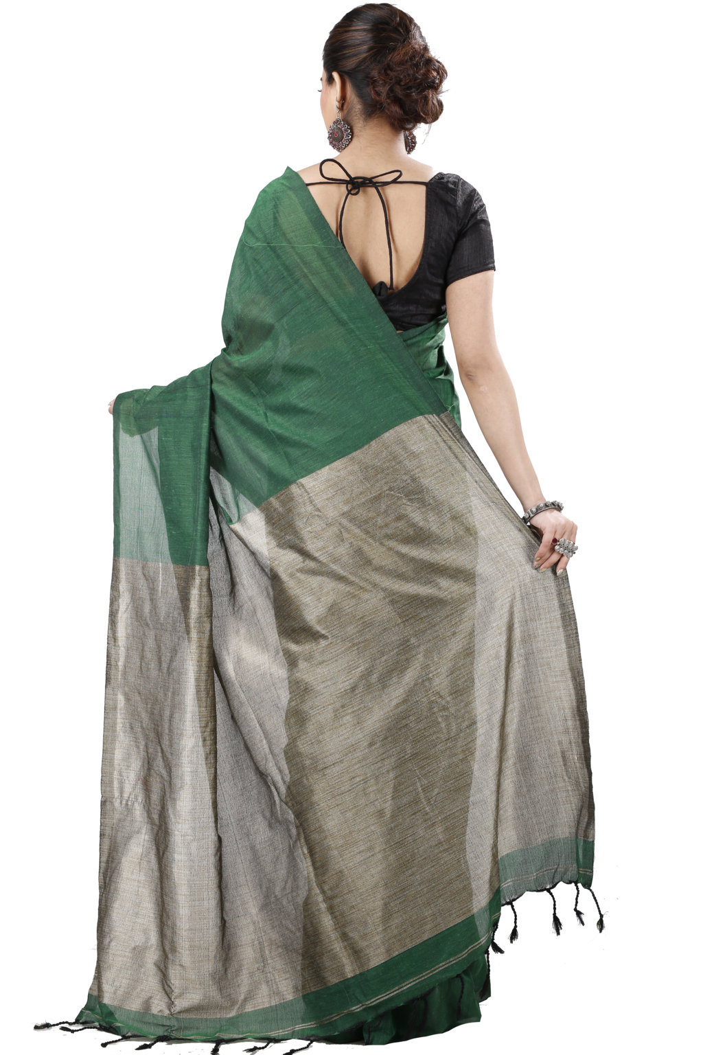 Green Pure Cotton Kesh Than Hand Loom Saree (5232)